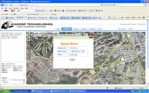 Speed Alert Reports Generated by TrailMyCar Vehicle Tracking System