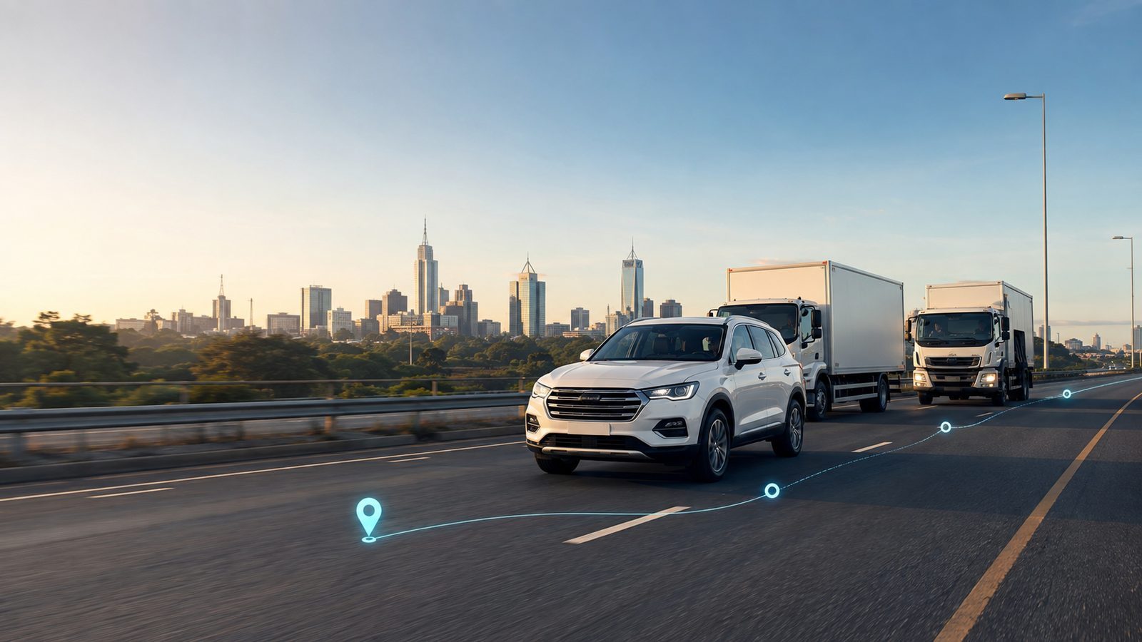 Cars and trucks tracked in real time on a Nairobi highway